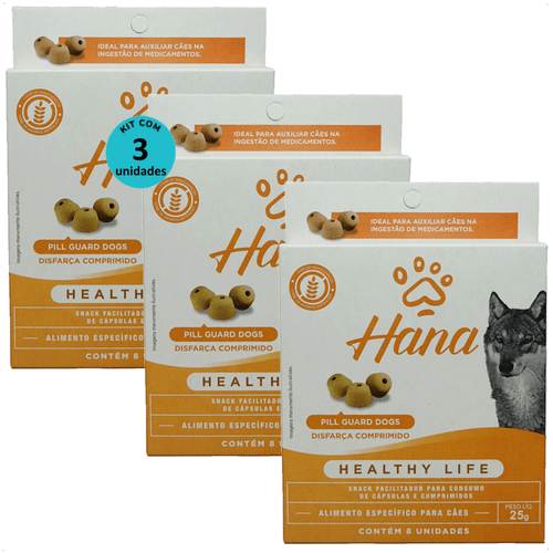 SNACK HANA HEALTHY LIFE PILL GUARD DISFARÇA COMPRIMIDOS 25G PARA CÃES KIT COM 3